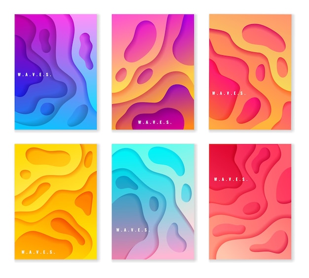 Paper cut style gradient banners set