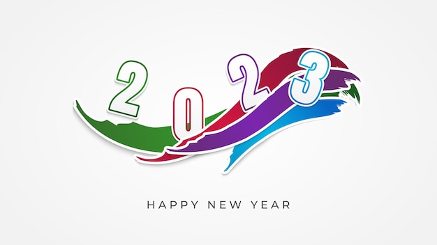 Paper cut style happy new year 2023 greeting with waves