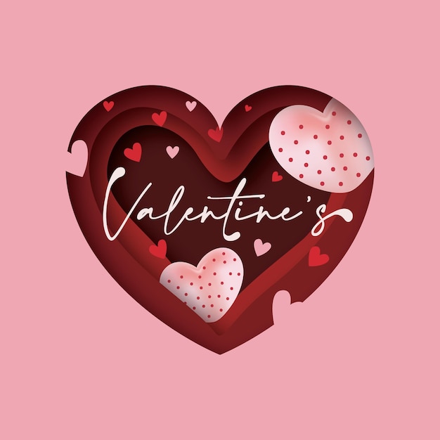 Vector paper cut style heart background for valentine's day