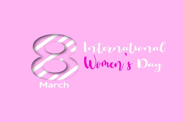 Paper cut vector of 8 march with the typography of international womens day concept design