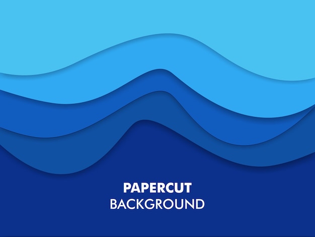 paper cut with blue waves layers