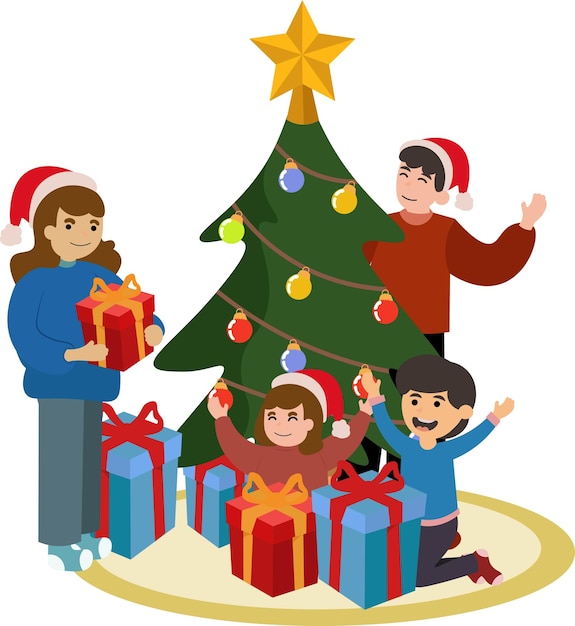 Paper Cutouts Family Christmas Scan illustratie