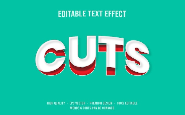 Paper cuts text effect または editable text effect cuts style