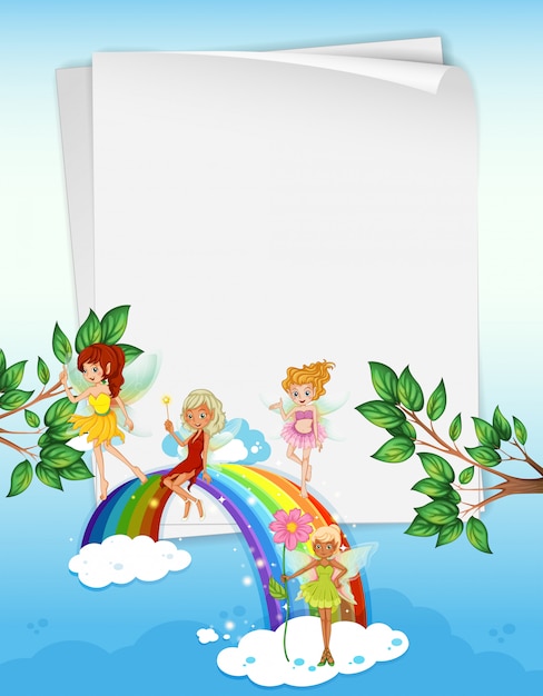 妖精と虹の紙のデザイン