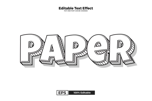 현대적인 트렌드 스타일의 종이 편집 가능한 텍스트 효과