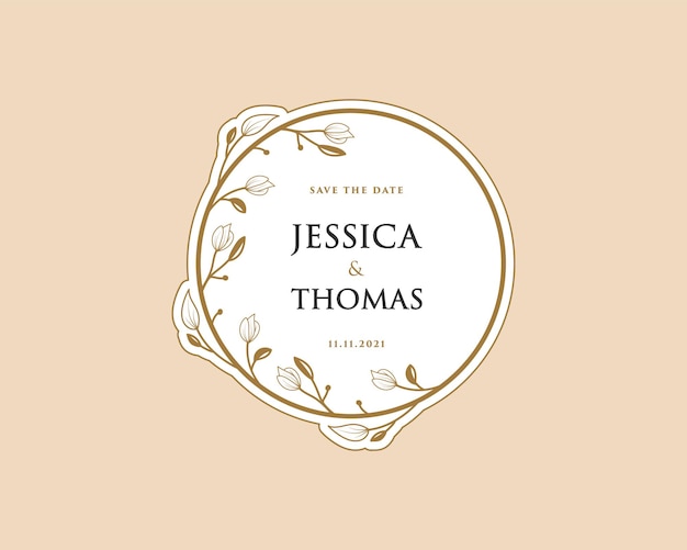 paper feminine Botanical wreath Logo sticker for bouquet spa beauty salon boutique wedding card