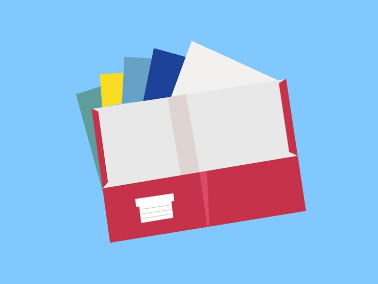Vector paper file folders presentation notebook miscellaneous school supplies