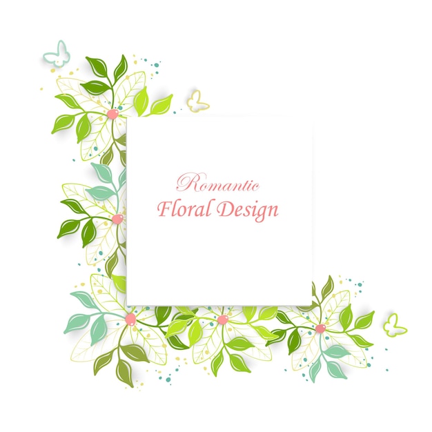 Paper flower Frame with bright colorful cut flowers and leaves Wedding decorations