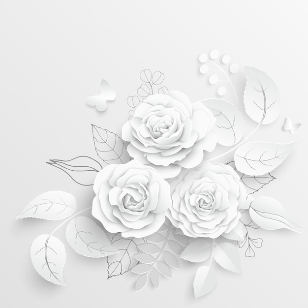 paper flower frame with bright colorful cut flowers and leaves wedding decorations
