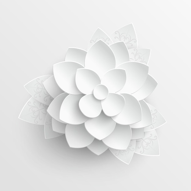 Paper flower Lotus are cut from paper on a white background Wedding decorations