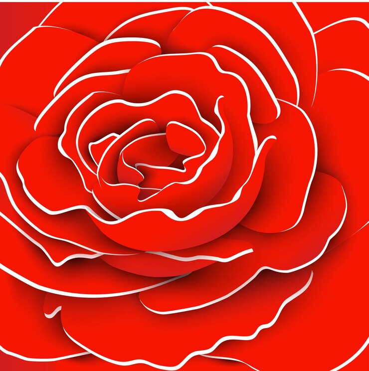 Vector paper flower red roses cut from paper vector illustration