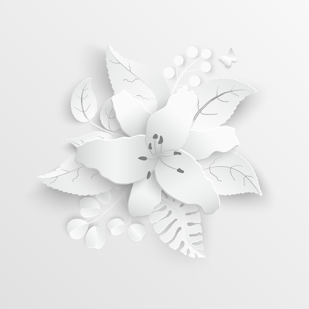 Paper flower White lilies cut from paper Wedding decorations Decorative bridal bouquet