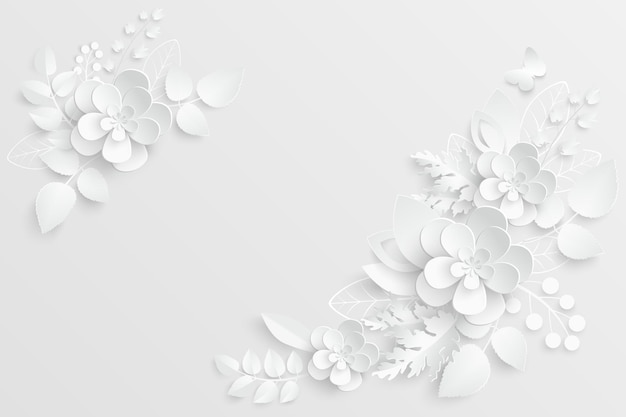 Vector paper flower white roses cut from paper vector illustration