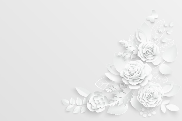 Vector paper flower white roses cut from paper vector illustration