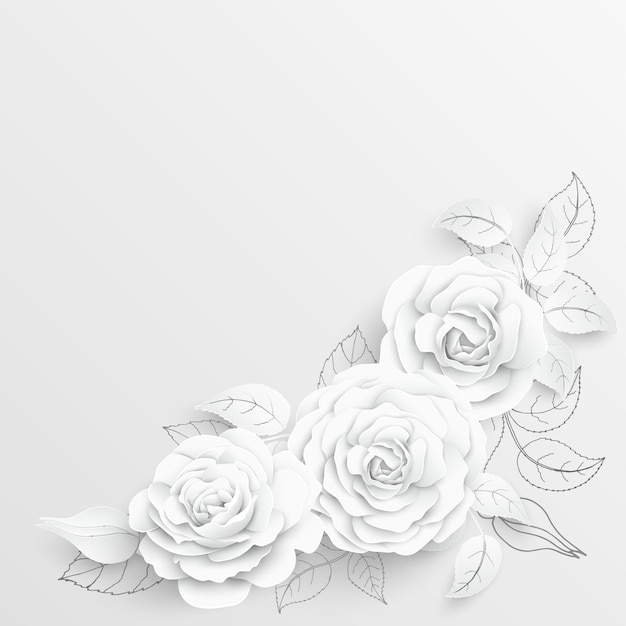 紙の花白いバラは紙から切り取ったベクトル図