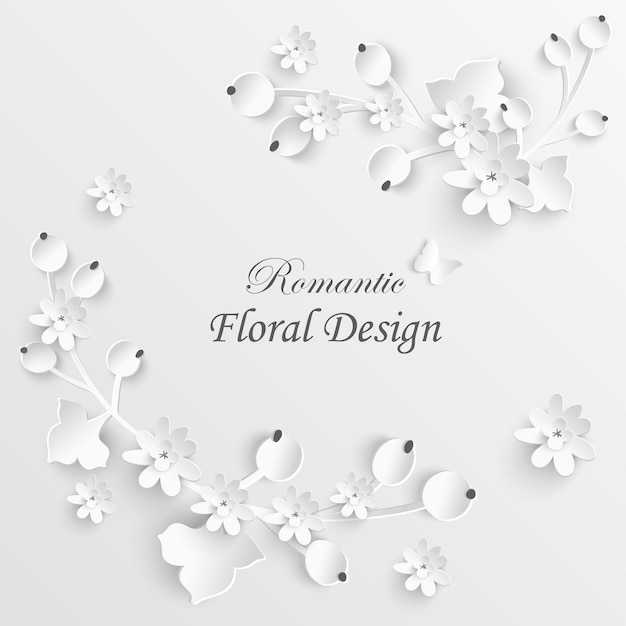 Вектор Бумажный цветок белые розы, вырезанные из бумаги свадебные украшения