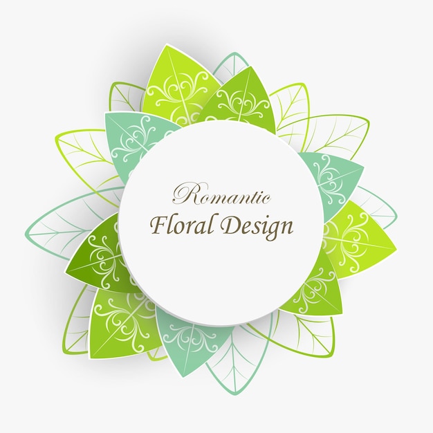 Paper flower with green leaves Frame colorful bright lotus are cut out of paper