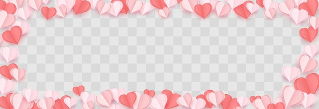 Paper flying hearts for happy women's, mother's, valentine's day isolated on png
