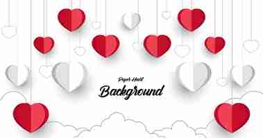 Vector paper hearts background