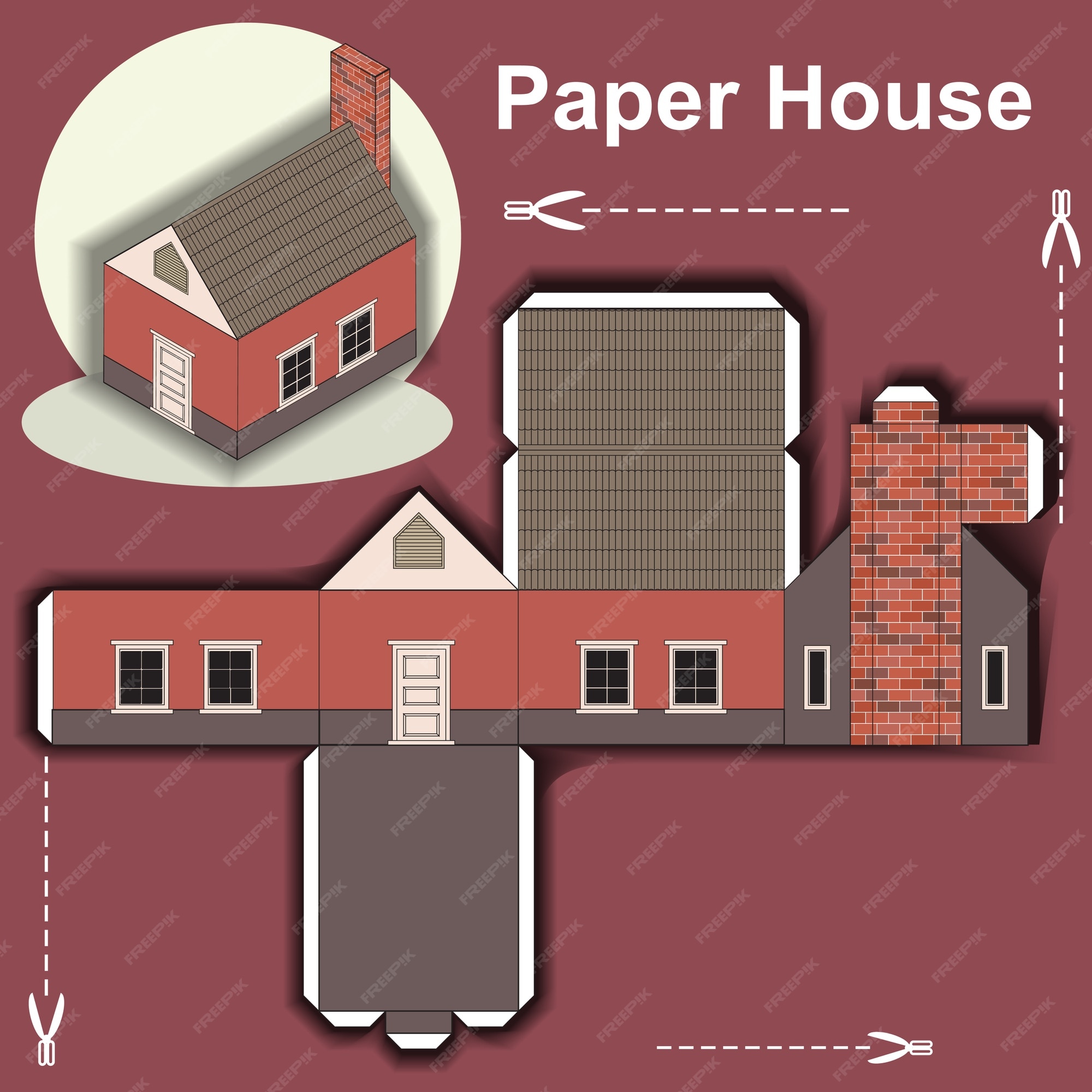 Premium Vector Paper house template