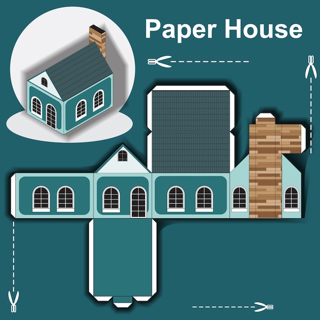 Vector paper house template