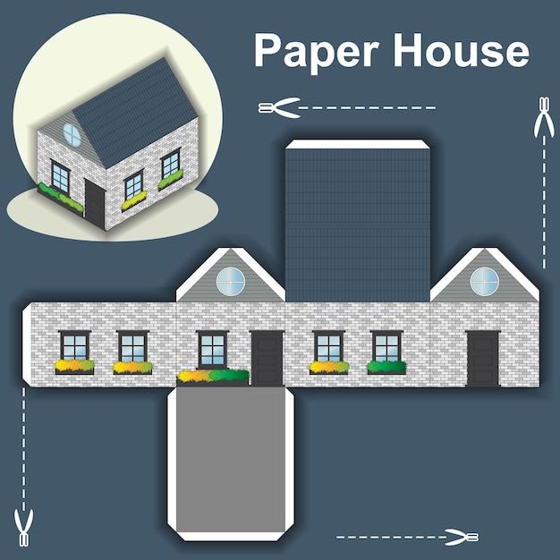 Premium Vector Paper house template Premium Vector Paper house template