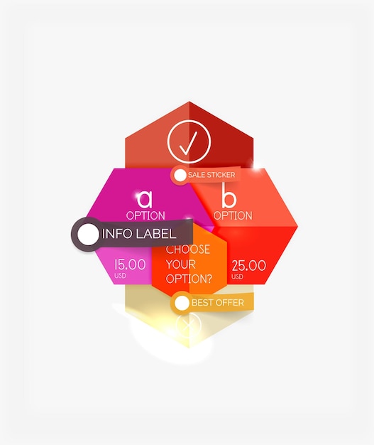 Vettore banner e adesivi infografici di carta