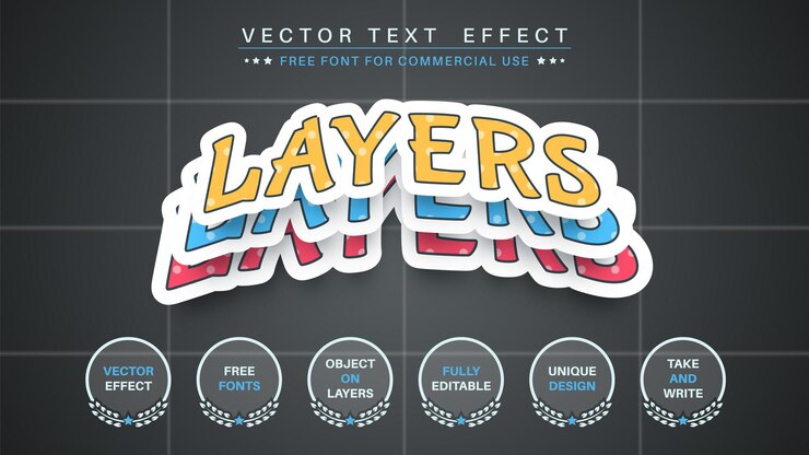 Vector 종이 레이어 편집 텍스트 효과 편집 가능한 글꼴 스타일