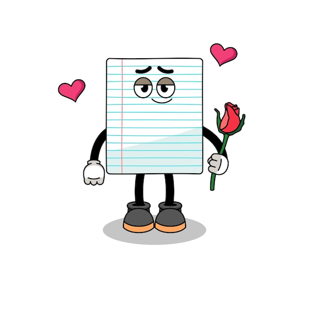 Paper mascot falling in love