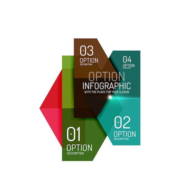 Modelli geometrici infografici moderni su carta per il layout aziendale o la presentazione di opzioni