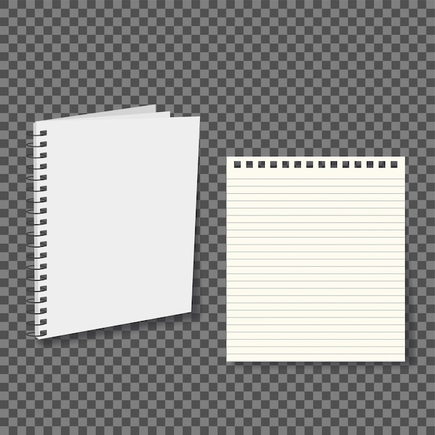 Vector paper notepad isolated on transparent background.