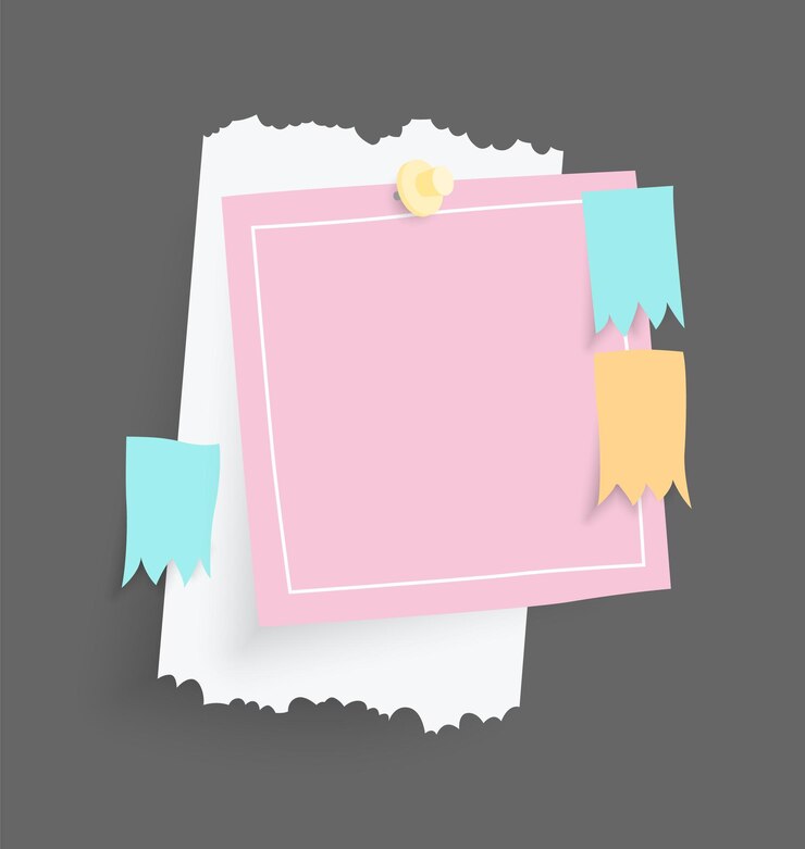 Vector paper notes stickers. place for memo messages on paper sheets.