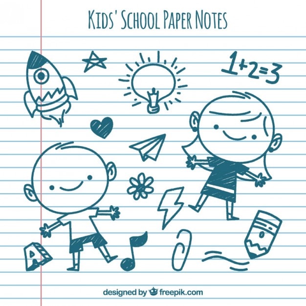 Vector paper notes with children drawings