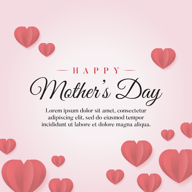 Vector paper origami heart mother's day card