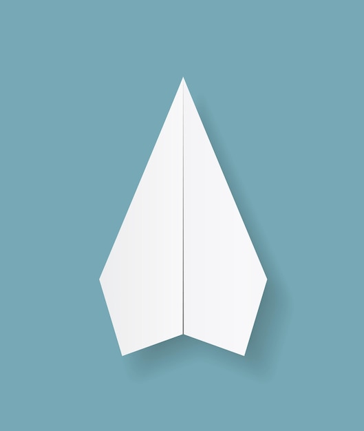 Paper origami plane icon on blue background