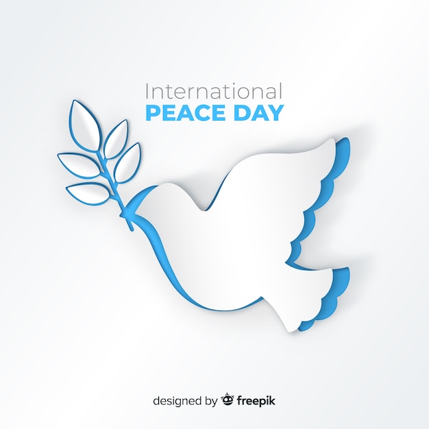 Paper peace day background with dove