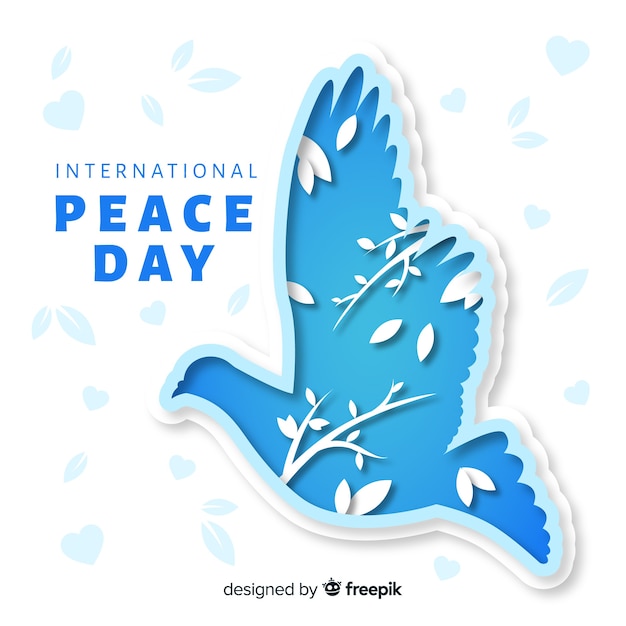 Вектор Бумага день мира фон с голубем