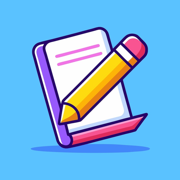 Бумажная карандашная мультфильмная записка Бумажная икона Векторная иллюстрация
