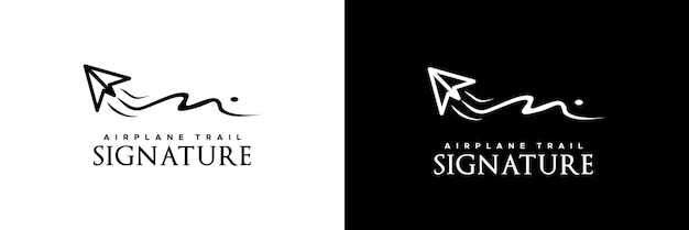 Pista di aeroplano di carta signature icon logo design