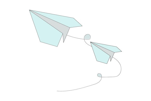 Paper plane continuous outline vector