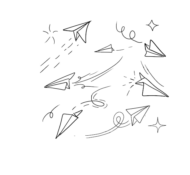 Vector paper plane handrawn doodle illustrations vector