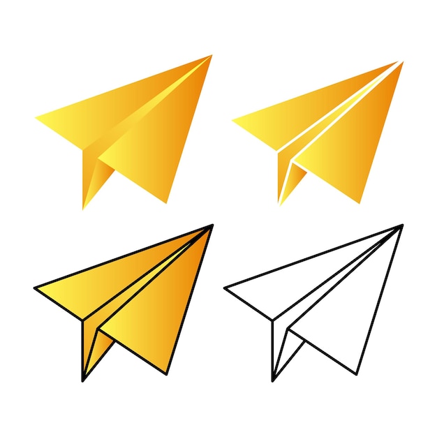 Vector paper plane icon design concept set for toy related graphic element