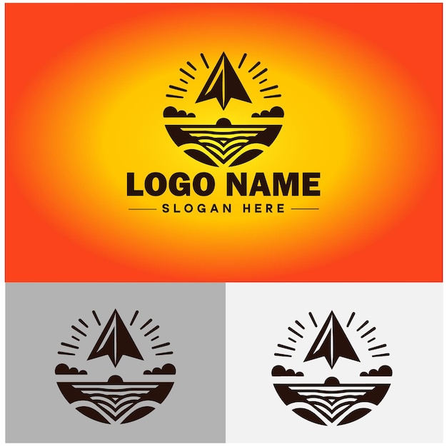 Vettore logo dell'icona dell'aereo di carta aereo compagnia aerea aereo logo vettoriale della silhouette dell'app di aviazione