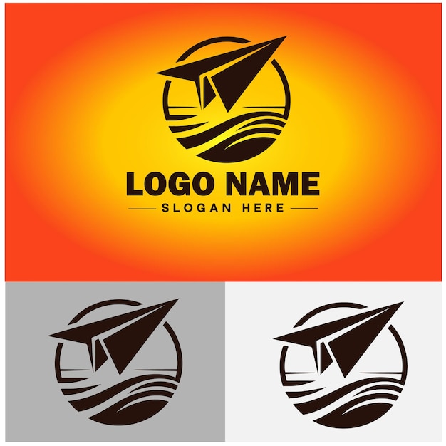 Paper plane icon logo Aircraft Airline Airplane Aviation app silhouette vector logo