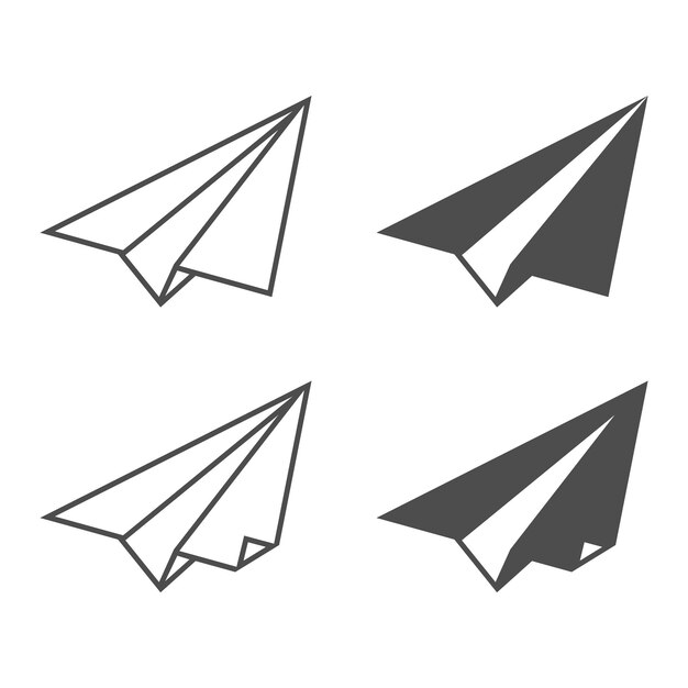 Paper Plane icon set isolated on white background