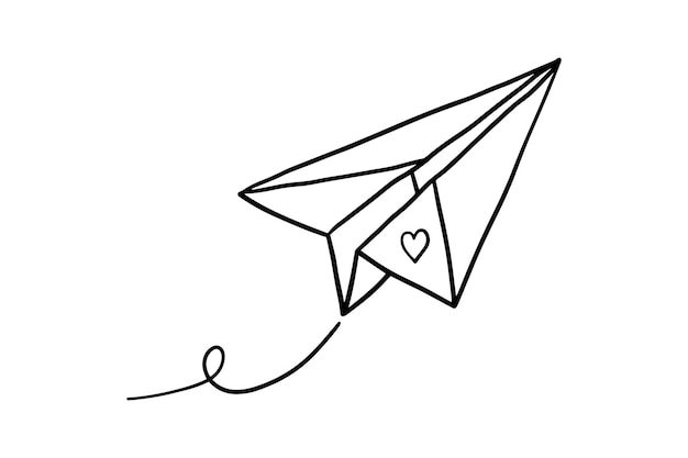 Paper plane Message icon in flat black line style