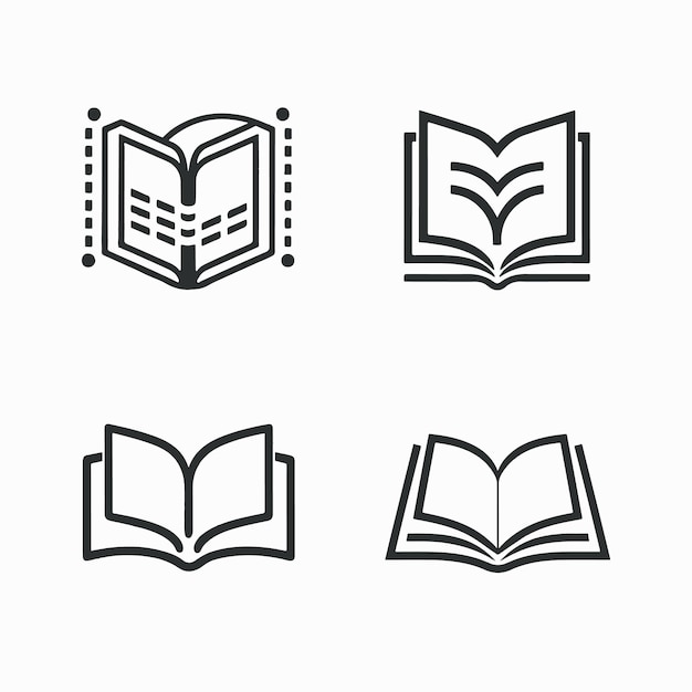 Vector paper plane press flat book logo set (logo set voor platte boeken met papieren drukpers)