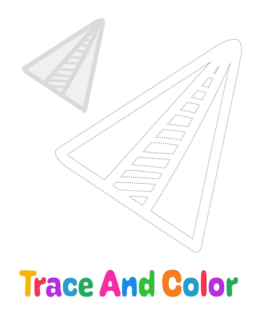 Paper plane tracing worksheet for kids