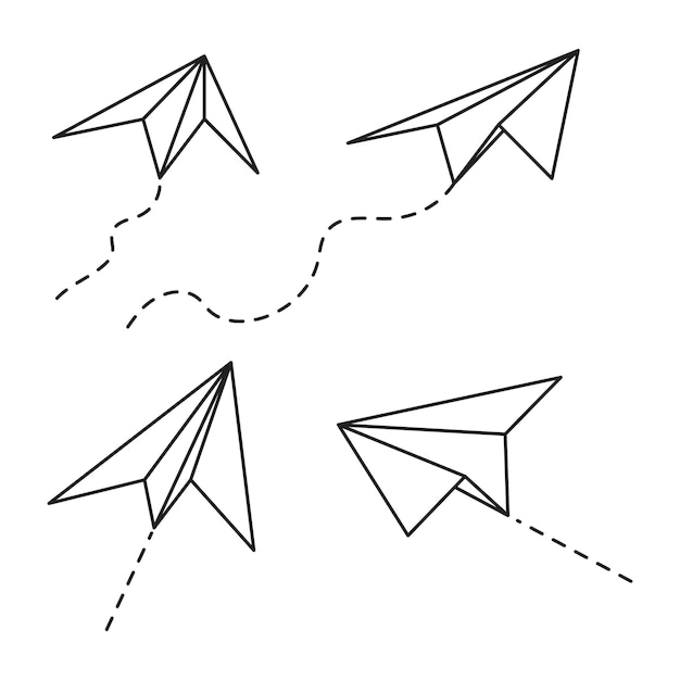 Vettore illustrazione del disegno dell'icona vettoriale dell'aereo di carta