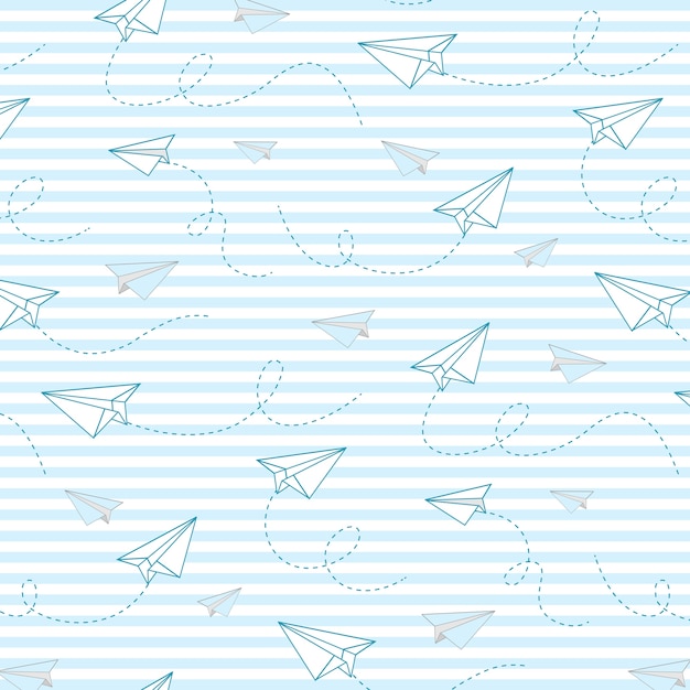 Paper plane vector seamless pattern